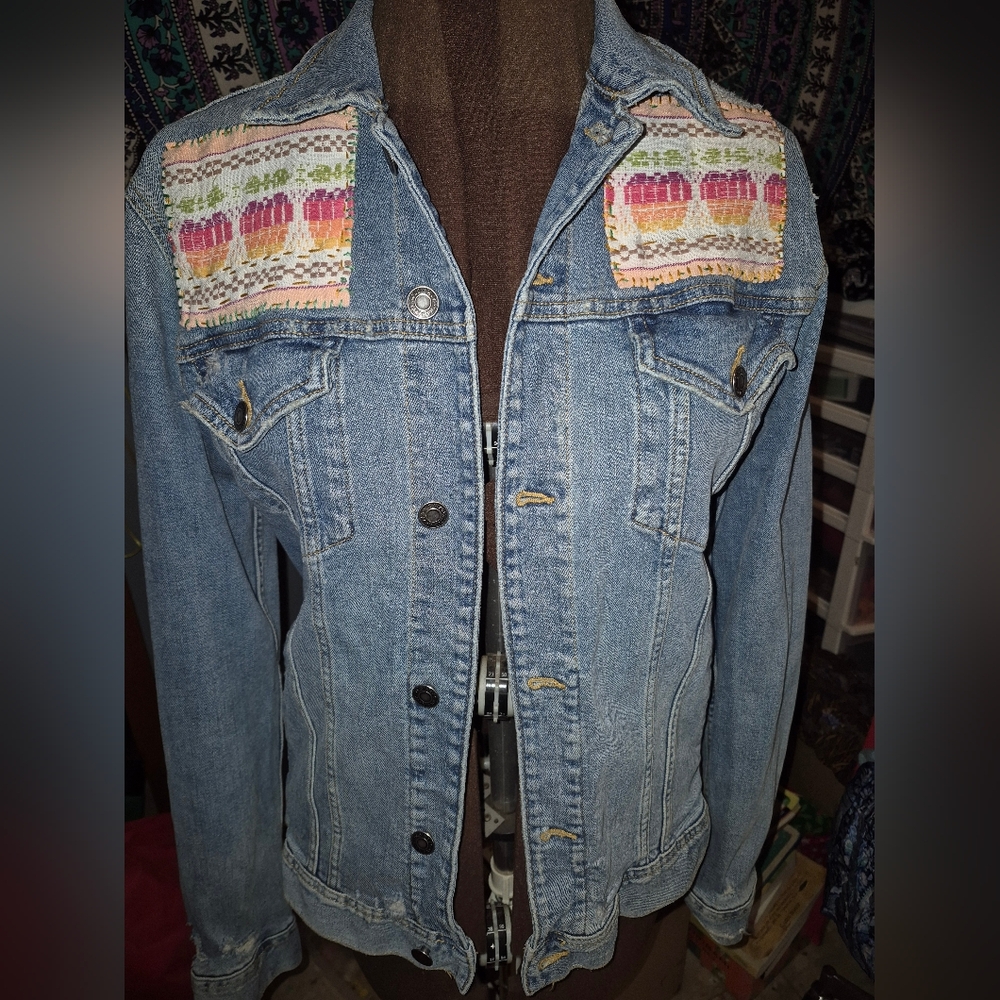 Sashiko Stiched Upcycled GAP Denim Jacket
